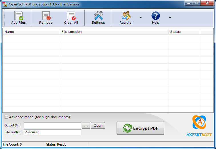 Encrypting Acrobat PDF Screenshot